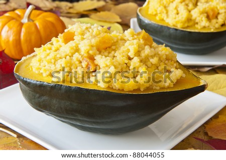 Acorn squash stuffed with couscous and apricots