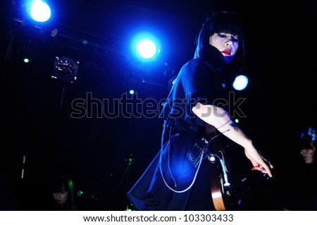 BARCELONA, SPAIN - APRIL 5: Dee Dee Penny, singer of Dum Dum Girls band, performs at Apolo on April 5, 2012 in Barcelona, Spain.