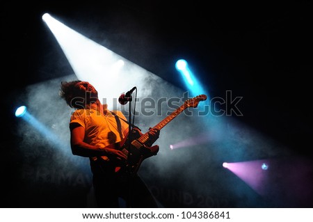 BARCELONA, SPAIN - MAY 31: David Prowse, lead singer and guitar player of Japandroids band, performs at San Miguel Primavera Sound Festival on May 31, 2012 in Barcelona, Spain.