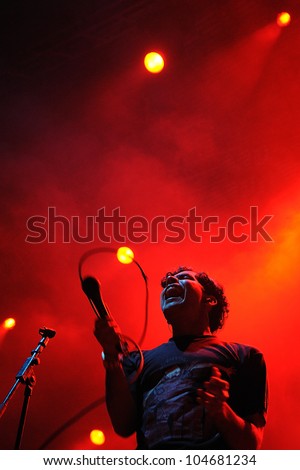 BARCELONA, SPAIN - JUNE 2: Neon Indian band performs at San Miguel Primavera Sound Festival on June 2, 2012 in Barcelona, Spain. The Rolling Stone magazine called them one of the hottest new bands.