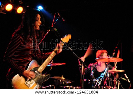 BARCELONA, SPAIN - NOV 17: Blood Red Shoes, alternative rock duo from Brighton formed by Laura-Mary Carter and Steven Ansell, performs at Razzmatazz on November 17, 2012 in Barcelona.