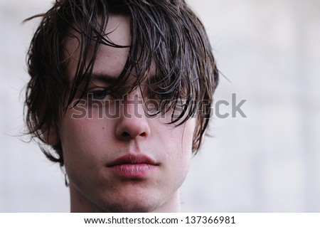 BARCELONA, SPAIN - MAY 31: Portrait of the lead singer of Iceage, punk rock band from Copenhagen,  at San Miguel Primavera Sound Festival on May 31, 2012 in Barcelona, Spain