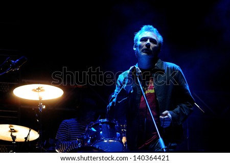 BARCELONA - MAY 24: Jim Reid, singer of The Jesus and Mary Chain, performs at Heineken Primavera Sound 2013 Festival on May 24, 2013 in Barcelona, Spain. He formed with his elder brother William Reid.
