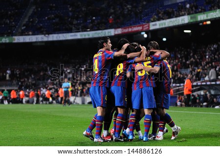 BARCELONA NOV 10 Bojan Krkic F.C Barcelona player celebrates his goal against Cultural Leonesa at the Camp Nou Stadium on the Spanish Cup Copa del Rey on November 10 2009 in Barcelona Spain BARCELONA NOV 10 Bojan Krkic F.C Barcelona player celebrates his goal against Cultural Leonesa at the Camp Nou Stadium on the Spanish Cup Copa del Rey on November 10 2009 in Barcelona Spain