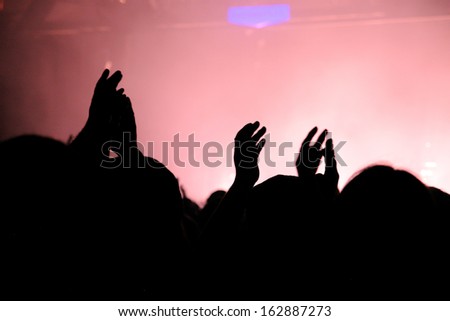 BARCELONA - NOV 5: People at the concert of Suede (Britpop band), who performs at Razzmatazz stage on November 5, 2013 in Barcelona, Spain.