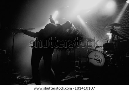 BARCELONA, SPAIN - DEC 1: Cansei de Ser Sexy band performs at Music Hall on December 1, 2011 in Barcelona, Spain.