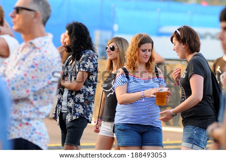 BENICASIM, SPAIN - JULY 19: People  at FIB Festival on July 19, 2013 in Benicasim, Spain. FIB is a music festival, near to the beach, which attracts British tourists.