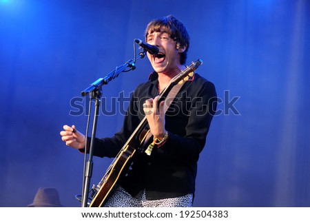 BENICASSIM, SPAIN - JULY 13: Miles Kane, English musician, best known as the co-frontman of The Last Shadow Puppets and former frontman of The Rascals, at FIB on July 13, 2012 in Benicassim, Spain.