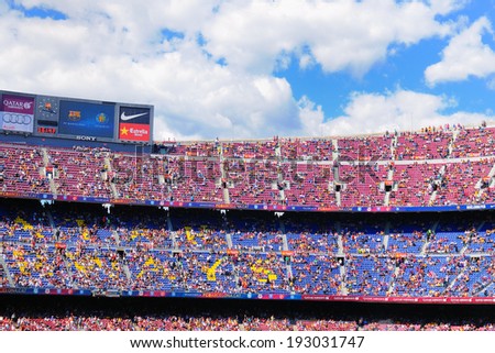 BARCELONA - MAY 03: The Camp Nou football stadium, home ground to Barcelona Football Club FC, which is the 3rd largest football stadium in the world on May 3, 2014 in Barcelona, Spain.