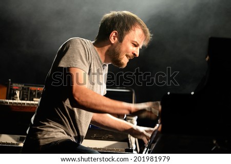BARCELONA - JUN 12: Nils Frahm (German musician, composer and pianist) performance at Sonar Festival on June 12, 2014 in Barcelona, Spain.