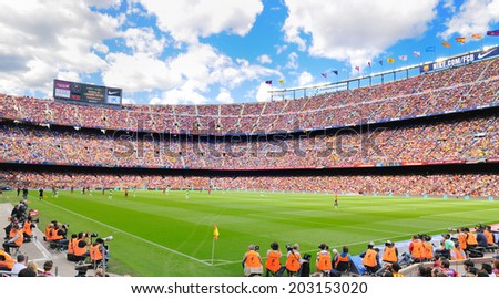 BARCELONA - MAY 03: The Camp Nou football stadium, home ground to Barcelona Football Club FC, which is the 3rd largest football stadium in the world on May 3, 2014 in Barcelona, Spain.