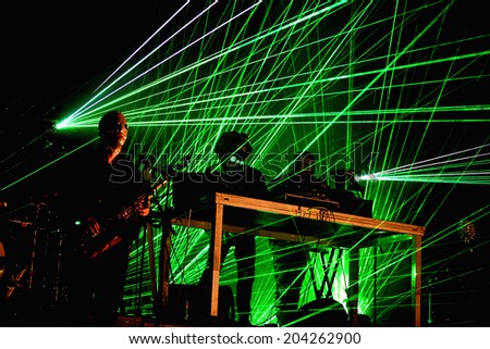 BARCELONA - JUN 13: Royksopp & Robyn (electronic band from Sweden and Norway) performs at Sonar Festival on June 13, 2014 in Barcelona, Spain.