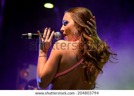 BARCELONA - MAY 23: Sophia del Carmen (singer that has already worked with Pitbull and Akon) at Primavera Pop Festival by Los 40 Principales on May 23, 2014 in Barcelona, Spain.