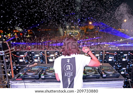 BENICASSIM, SPAIN - JULY 20: Alesso (Swedish disc jockey and electronic dance music producer) performs at FIB Festival on July 20, 2014 in Benicassim, Spain.