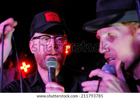 BARCELONA, SPAIN - FEB 4: Slim Cessna\'s Auto Club (American country music band) performance  at Sidecar stage on February 4, 2014 in Barcelona, Spain.