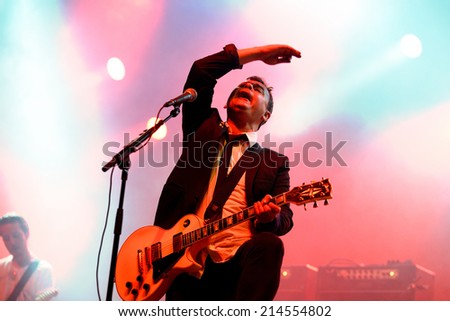 BENICASSIM, SPAIN - JULY 19 Manic Street Preachers (Scottish rock band) performs at FIB Festival on July 19, 2014 in Benicassim, Spain.