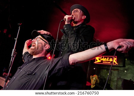 BARCELONA - FEB 4: Slim Cessna\'s Auto Club (American country music band) performs  at Sidecar stage on February 4, 2014 in Barcelona, Spain.