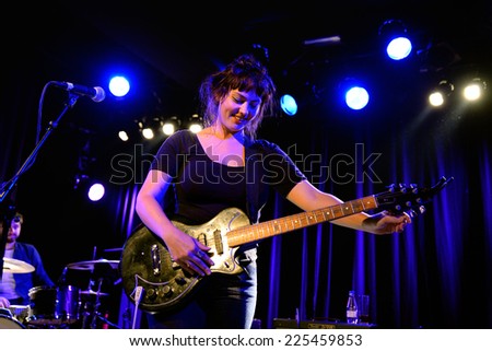 BARCELONA - SEP 30: Angel Olsen (folk and indie rock singer and guitarist) performs at Apolo venue on September 30, 2014 in Barcelona, Spain.