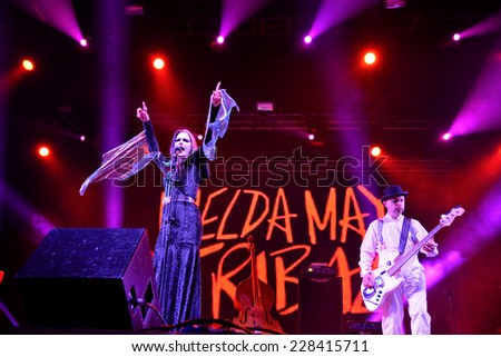BILBAO, SPAIN - OCT 31: Imelda May (producer, musician, singer and songwriter) live performance at Bime Festival on October 31, 2014 in Bilbao, Spain.
