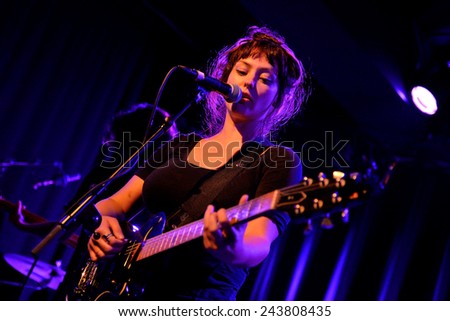 BARCELONA - SEP 30: Angel Olsen (folk and indie rock singer and guitarist) performs at Apolo venue on September 30, 2014 in Barcelona, Spain.
