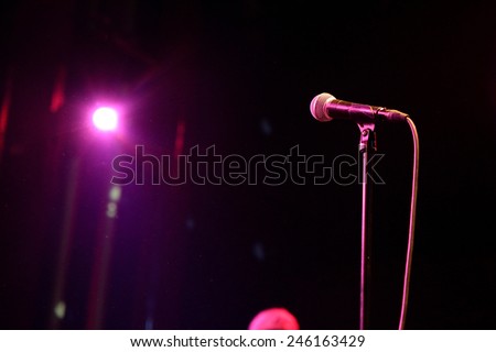 BARCELONA - JAN 9: The microphone before the show of The Excitements (soul band) performs at Apolo venue on January 9, 2015 in Barcelona, Spain.