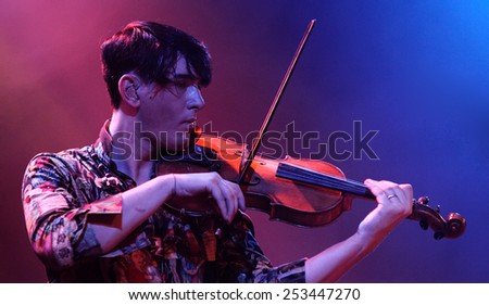 BARCELONA - OCT 14: Patrick Wolf (singer and violin player) performs at Apolo on October 14, 2011 in Barcelona, Spain.