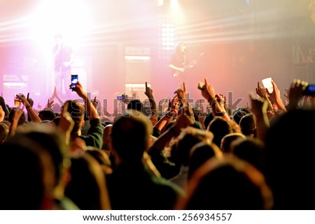BARCELONA - JAN 29: People in a concert at Razzmatazz venue on January 29, 2015 in Barcelona, Spain.