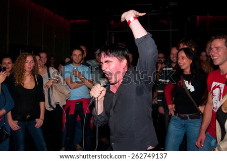 BARCELONA - NOV 11: The singer of Art Brut (band) performs at Apolo stage on November 11, 2011 in Barcelona, Spain.