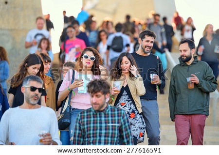 BARCELONA - MAY 30: People at Primavera Sound 2014 Festival (PS14) on May 30, 2014 in Barcelona, Spain.