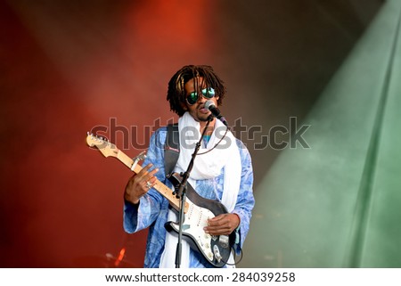 BARCELONA - MAY 28: Mdou Moctar (band) performs at Primavera Sound 2015 Festival, Adidas Originals stage, on May 28, 2015 in Barcelona, Spain.