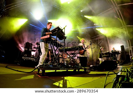 BARCELONA - JUN 19: Hot Chip (electronic music band) performs at Sonar Festival on June 19, 2015 in Barcelona, Spain.