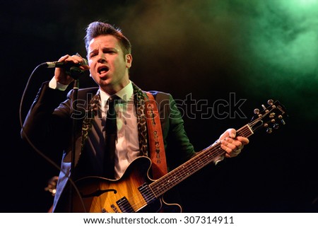 BARCELONA - MAY 15: Eli Paperboy Reed, American singer and songwriter, performs at Barts stage on May 15, 2014 in Barcelona, Spain.