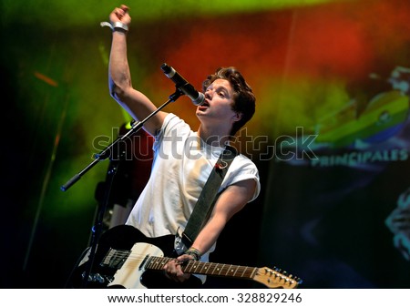 BARCELONA - MAY 23: The Vamps (British pop rock band) at Primavera Pop Festival by Los 40 Principales on May 23, 2014 in Barcelona, Spain.