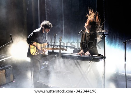 BARCELONA - NOV 20: Beach House (dream pop band from Baltimore) in concert at Apolo stage on November 20, 2015 in Barcelona, Spain.