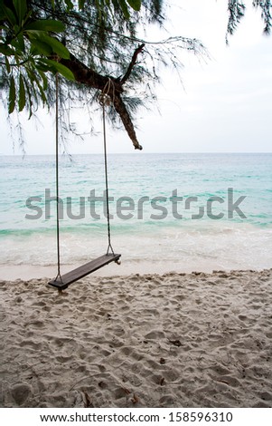 wood swing near sea for relax