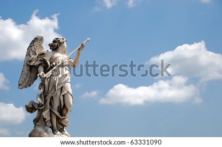 Angel statue with arrow in the sky