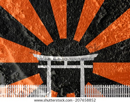Japan Gate  on Cement wall texture background design