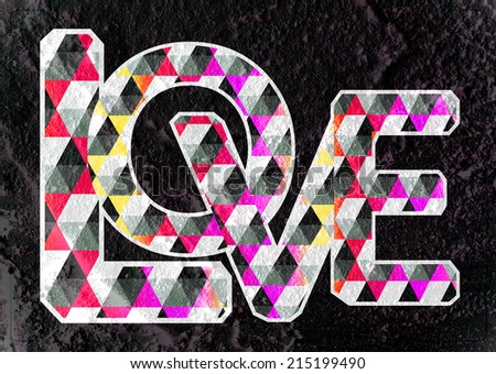 LOVE  Font Type for Valentines day card on Cement wall Background texture