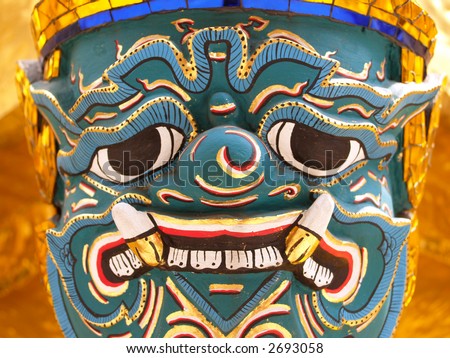 giant  face / buddhist art style  In thailand