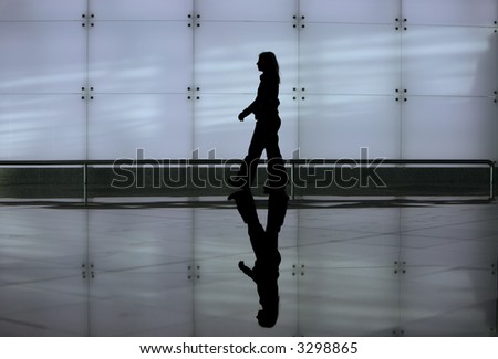 girl walking with reflex on the floor