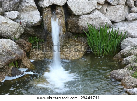 spa garden waterfalls, slow shutter