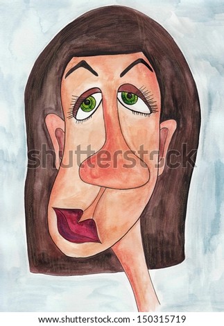 ugly woman. Watercolors on paper