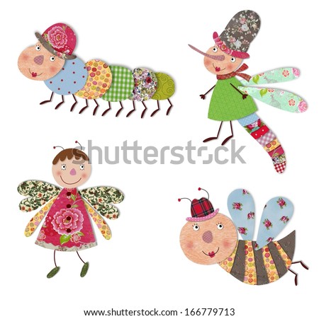 Cartoon characters, insects - stock photo