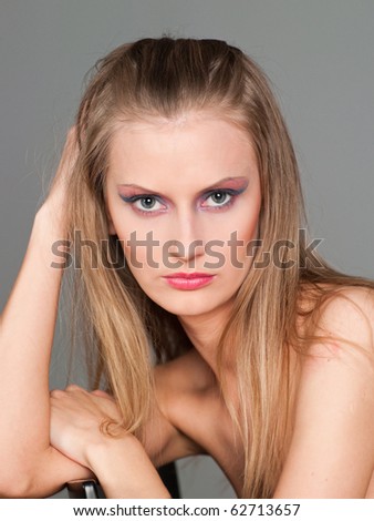 makeup glamour. stock photo : Closeup Young beautiful woman makeup glamour fantasy