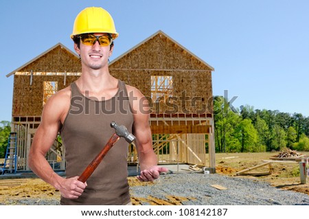 A man Construction Worker on a job site.