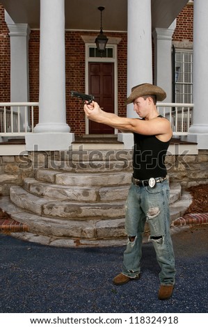 A police detective man on the job with a gun