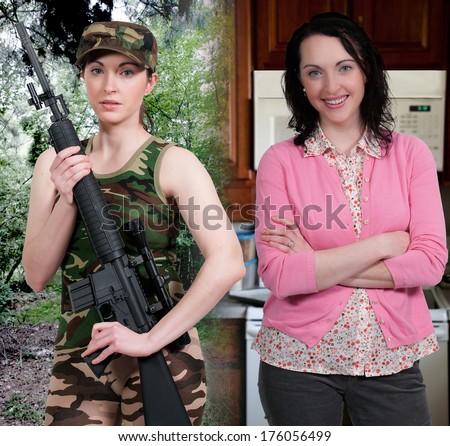 Beautiful woman military mom ready for her day