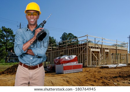 A black man African American Construction Worker on a job site.