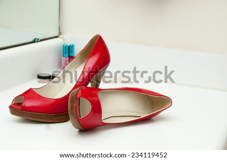 Pair of womens high heel dress shoes