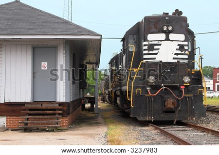 Diesel Freight Train at the Train Depot